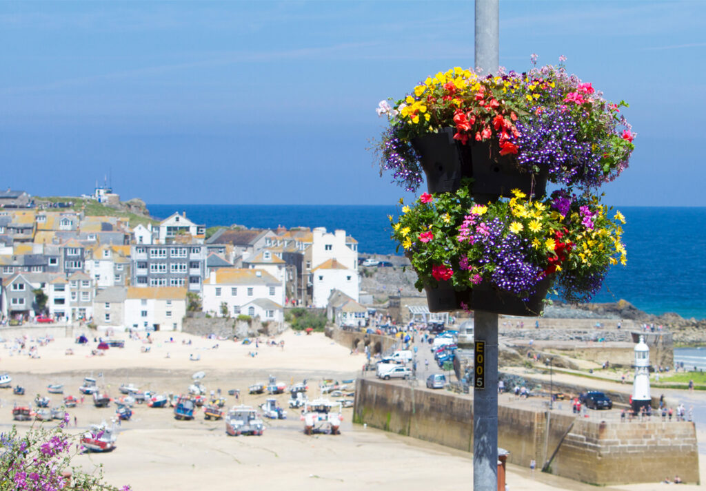 St Ives Town View with Flowers