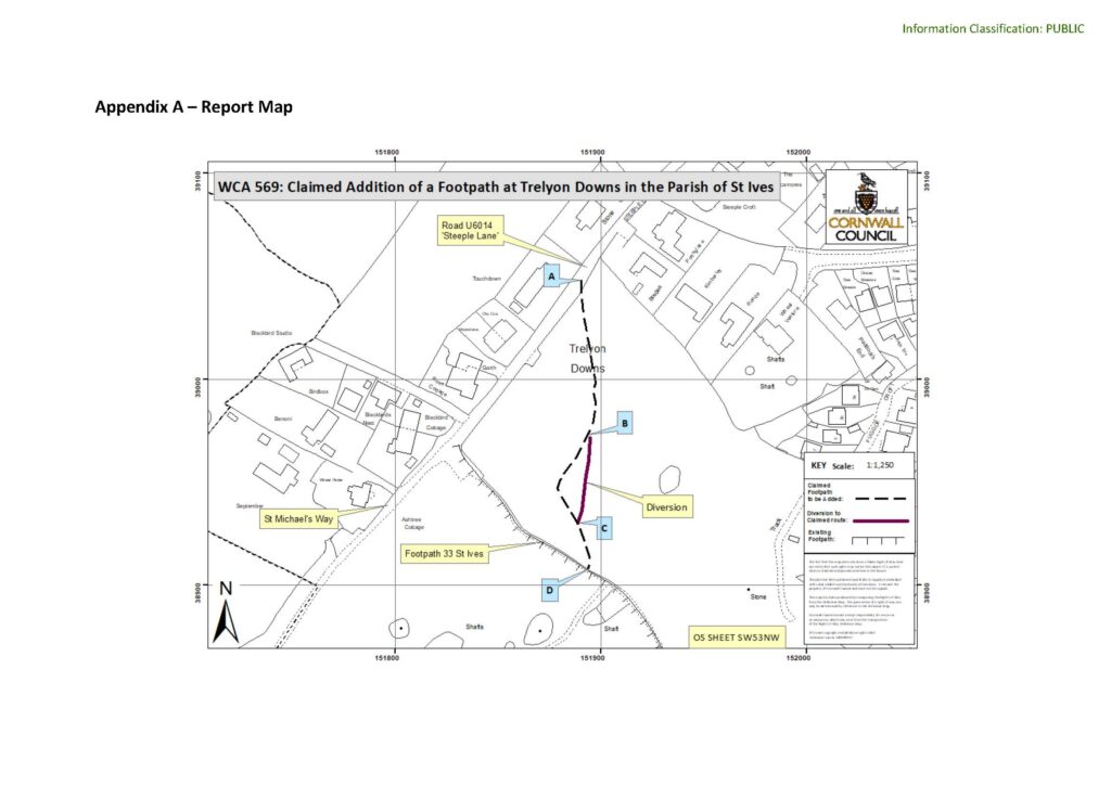 Treylon Downs Map of Footpath